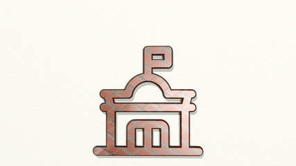 SUPERMARKET 3D icon on the wall, 3D illustration