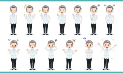 白衣を着た白髪の年配女性