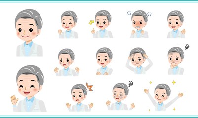 白衣を着た白髪の年配女性