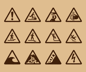 注意マークのセット （手描きver.）