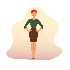 Red hair businesswoman cartoon vector design