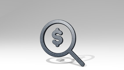 CASH SEARCH 3D icon standing on the floor, 3D illustration