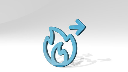 SAFETY FLAME RIGHT 3D icon standing on the floor, 3D illustration