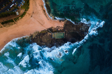 Mona Vale rock pools top down aerial drone photo