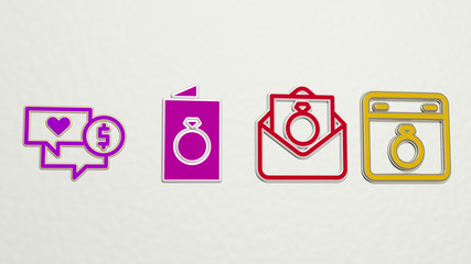 engagement 4 icons set, 3D illustration