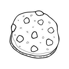 Outline chocolate cookie on white background for coloring