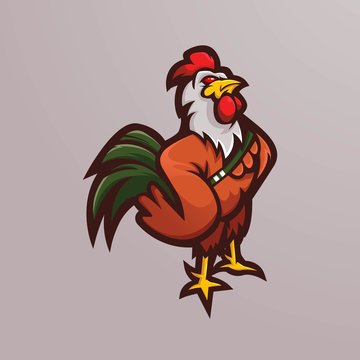 chicken rooster mascot logo design vector with modern illustration concept style for badge, emblem and t shirt printing
