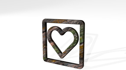 MASK HEART 3D icon standing on the floor, 3D illustration