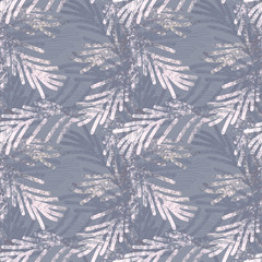 Fir Tree Branches Seamless Pattern. Watercolor Illustration.