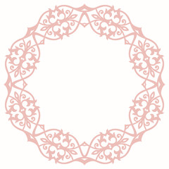 Elegant vintage vector ornament in classic style. Abstract traditional round pink pattern with oriental elements. Classic vintage pattern