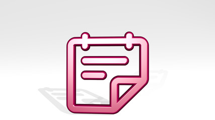 NOTES TEXT FLIP 3D icon casting shadow, 3D illustration
