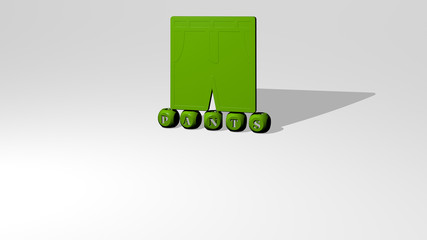 PANTS 3D icon over cubic letters, 3D illustration