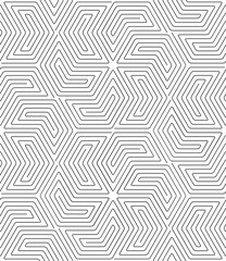 Vector geometric texture. Monochrome repeating pattern with hexagonal tiles.