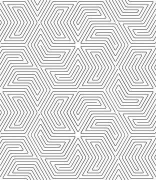 Vector geometric texture. Monochrome repeating pattern with hexagonal tiles.