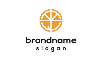 Orange umbrella logo design vector