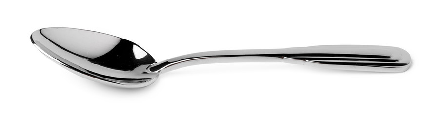 Metal steel spoon isolated on white background