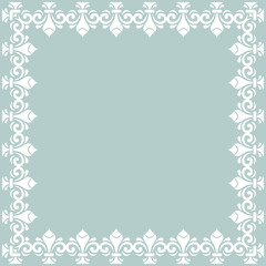 Classic vector square white frame with arabesques and orient elements. Abstract ornament with place for text. Vintage pattern