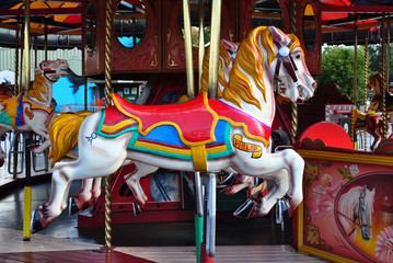 Fototapeta na wymiar Colourful Fairground Galloping Horse 
