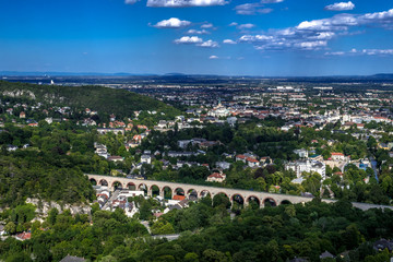Fototapeta premium Residential Area Of Baden Near Vienna With Roman Aqueduct In Austria