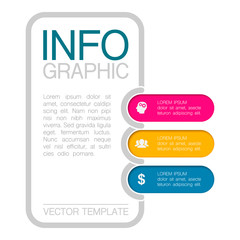 Vector infographic template with 3 steps or options. Data presentation, business concept design for web, brochure, diagram.