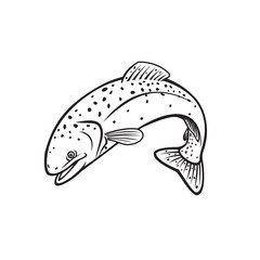Fototapeta premium Steelhead Rainbow Trout or Columbia River Redband Trout Jumping Retro Stencil Black and White