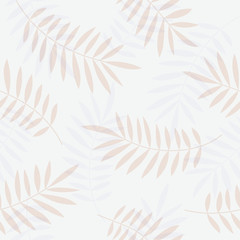 Palm leaves seamless vector pattern. Minimal floral background. Exotic tropical plant leaf print illustration. Summer jungle print. Leaves of palm tree on paint lines.