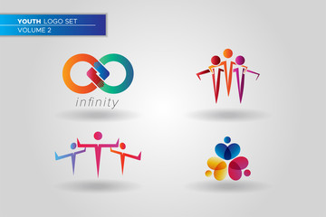 Youth Social Activities Logo Set Template