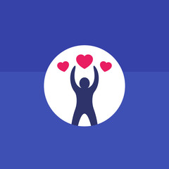 charity vector icon with man and hearts