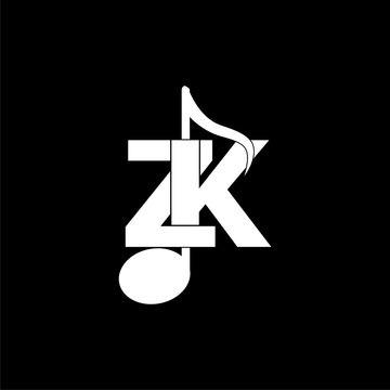Simple Combination of Initial Letter ZK Logo isolated on dark background