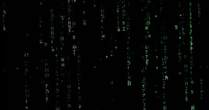 Blocks of abstract program code are written and moved in the monitor matrix style