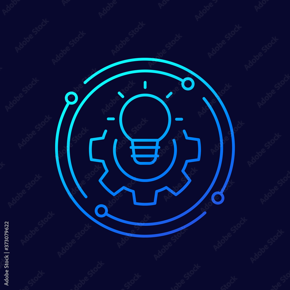 Canvas Prints solution line icon with light bulb