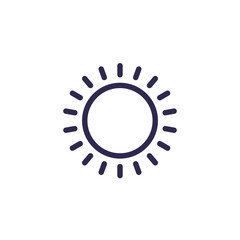 Sun icon, line vector on white
