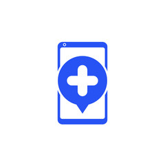 Telemedicine, online medical consultation icon with phone, vector