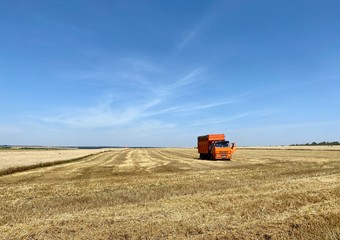 combine harvester working on a field