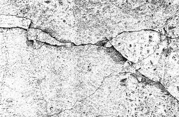 Distress old cracked concrete vector texture. EPS8 illustration. Black and white grunge background. Stone, asphalt, plaster, marble. My collection of background textures.