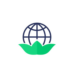 green leaf and globe icon