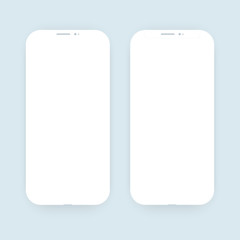 Two mobile phone templates with blank screen for design app.