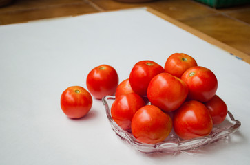 cherry tomatoes on a wooden table
