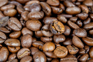 Detail of brown coffee beans