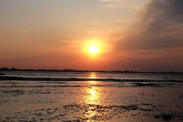 Sunset over wadden sea