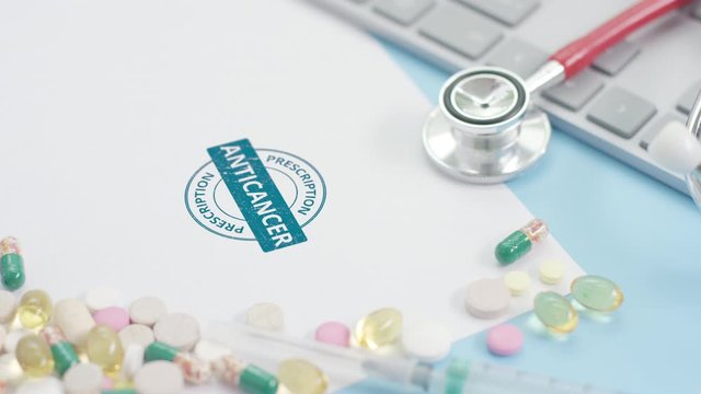 ANTICANCER PRESCRIPTION rubber stamp on the paper