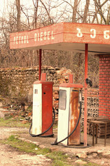 Fototapeta premium old gas station for cars, futuristic style, travel, Georgia