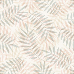 Palm leaves seamless vector pattern. Minimal floral background. Exotic tropical plant leaf print illustration. Summer jungle print. Leaves of palm tree on paint lines.