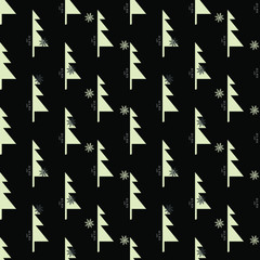 Seamless New Year's pattern of fir trees and snowflakes. Vector stock illustration eps10