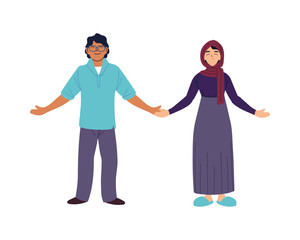 Fototapeta premium man and muslim woman cartoons vector design