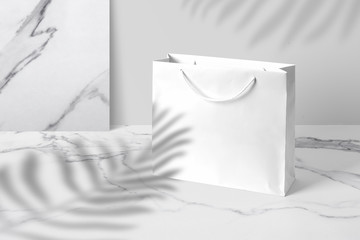 white paper bag mock up, shadow overlay, branding mock, add your design + multiply effect