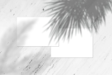White empty postcard mock up, Shadow overlay, A6 size, add your design + multiply effect