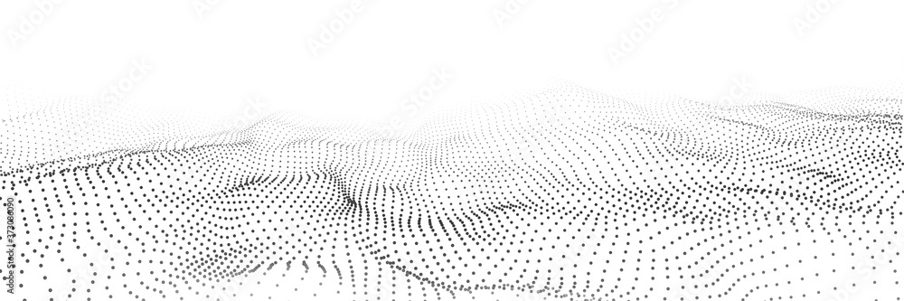 Poster vector abstract white futuristic background. big data visualization. digital dynamic wave of particl