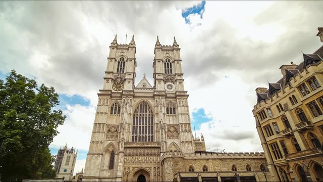  Time lapse of Westminster Abbey, a world famous British and London gothic landmark