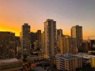 Obraz premium The sunrising moment of Honolulu